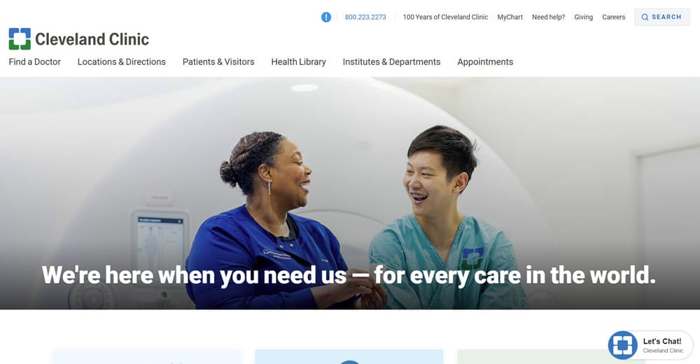 Cleveland Clinic medical website design