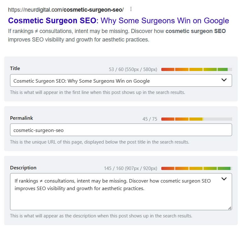 An example of well optimized meta tags