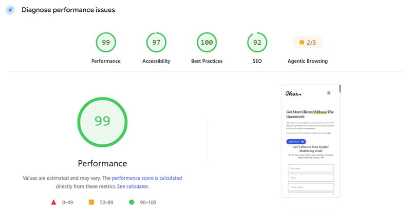 Google Pagespeed Insights for plastic surgery SEO
